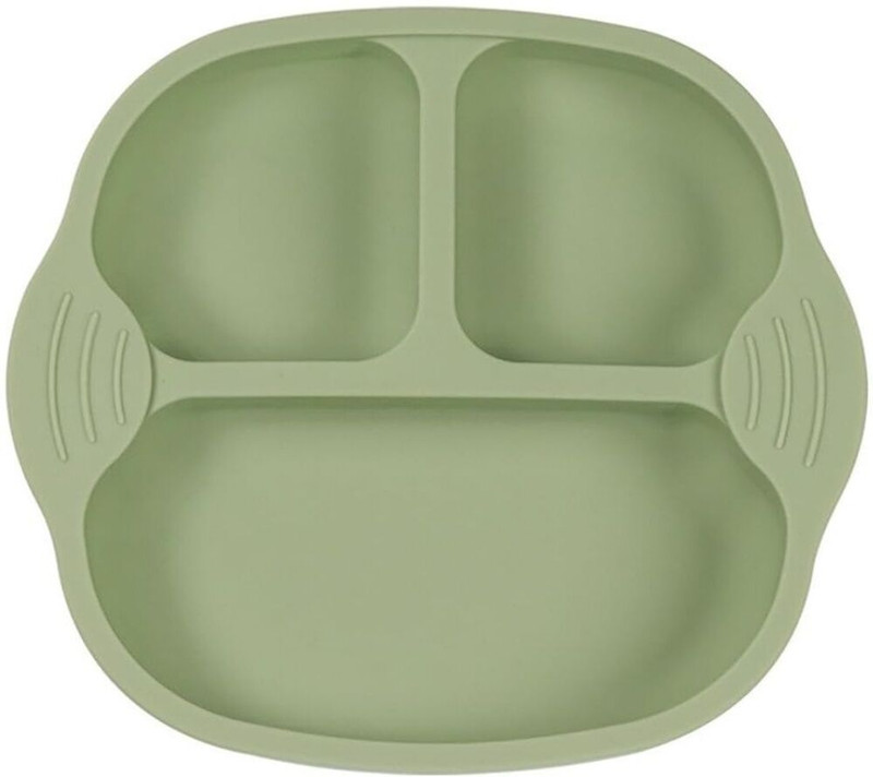 Spatlus Silicone Divided Baby Plate with Suction BPA Free, Baby Feeding Set for Toddler  - Silicone(Green)