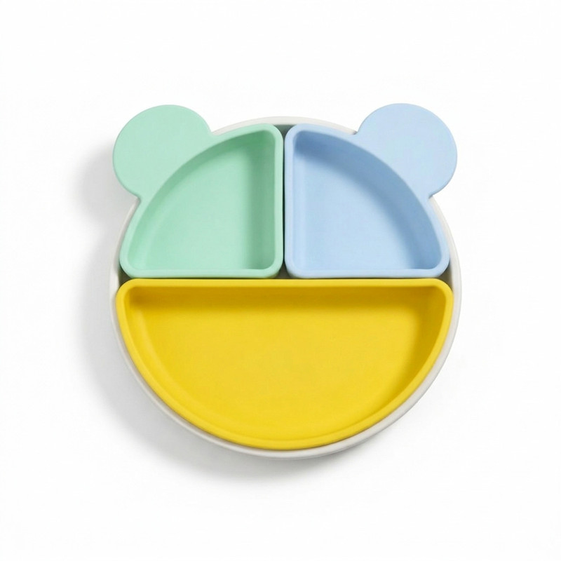 tutots Silicone Feeding Plate 4 in 1 Bear with Suction  - Silicone, BPA Free(Multicolor)