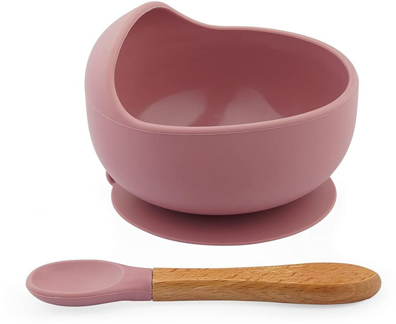 ESLORA Silicone Mixing Bowl Strong Suction for Toddlers Babies Kids First Stage  - SILICON(Pink)