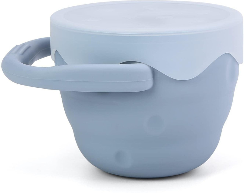 Mom's Aura Baby Snack Cups for Toddlers No Spill, Collapsible for Baby Boy  - Silicone(Blue)