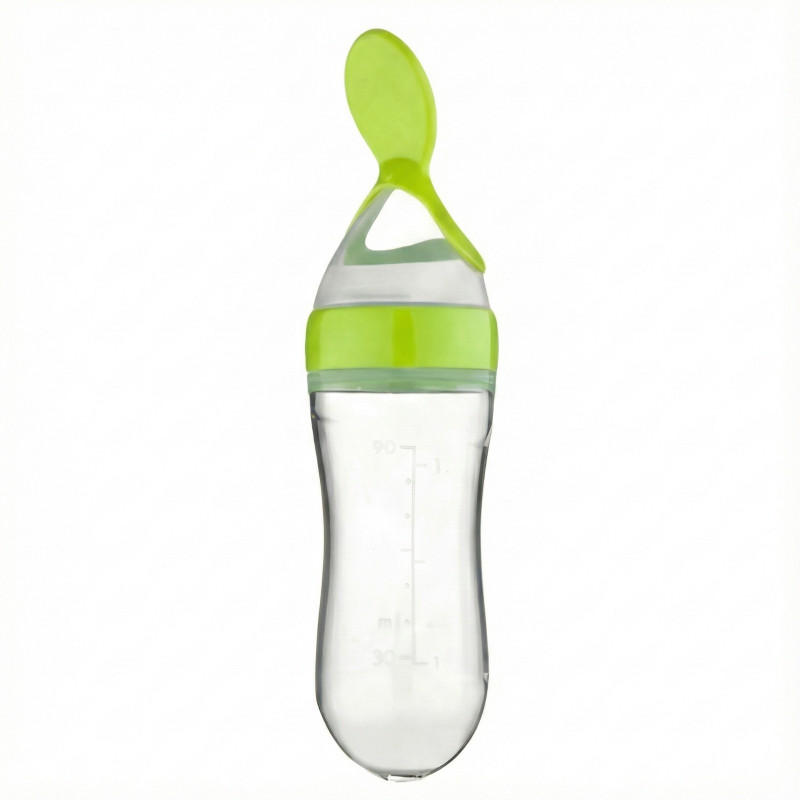 VrindaAccess BPA-Free Soft Tip Silicone Squeeze Feeding Spoon Bottle for Babies  - Silicone(Green)