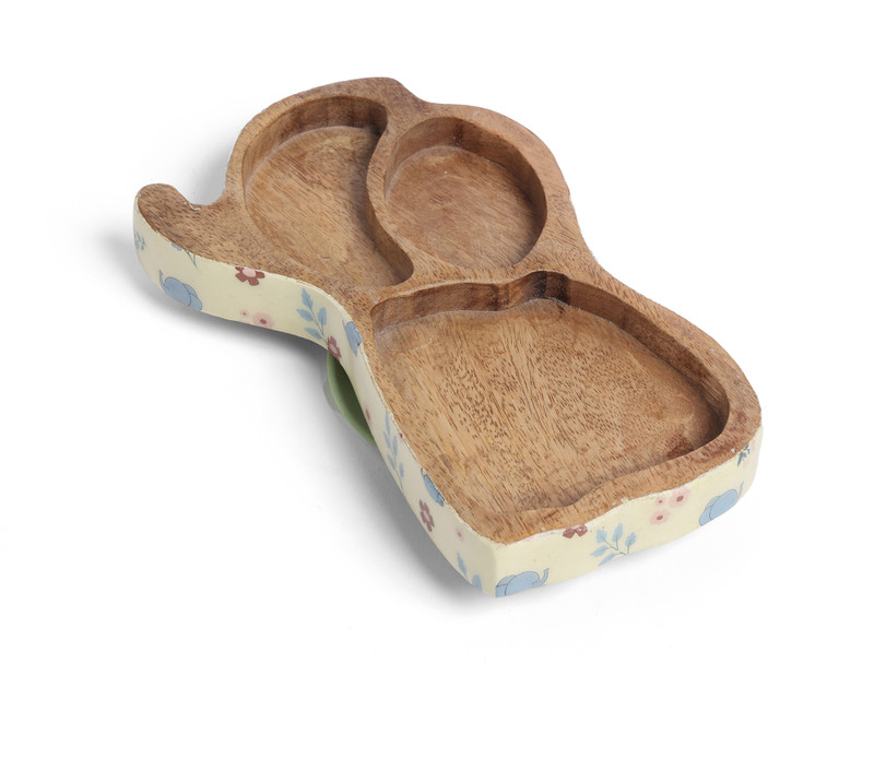 Aadmom Tusky Munchy Feeding Plate  - Mango wood(Brown)