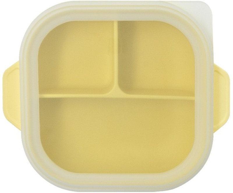 SPY KIDS Silicon Baby Feeding Bowl with Transparent Lid | Spoon and Fork  - 100% Silicone(Yellow)