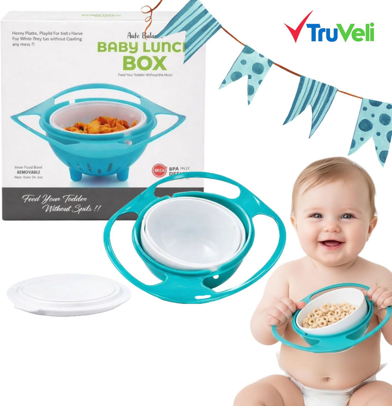TruVeli Spill Proof Baby Gyro Bowl | Rotating Food Bowl for Kids  - abs plastic(Multicolor)