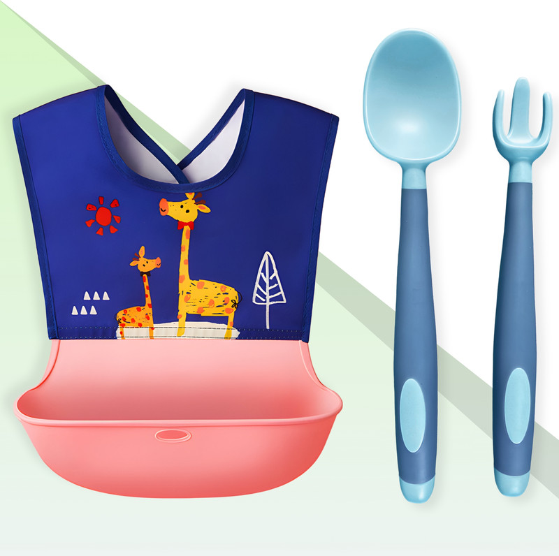 Bembika BPA Free Material Baby Self Feeding Spoon & Adjustable Baby Feeding Bib-(BE2328) - Silicone(Gum Friendly Material Pink)