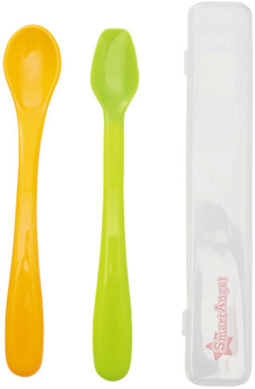Smart Angel Japan, Baby Feeding Spoon Set With Case (2 Pieces) - Plastic(Multicolor)