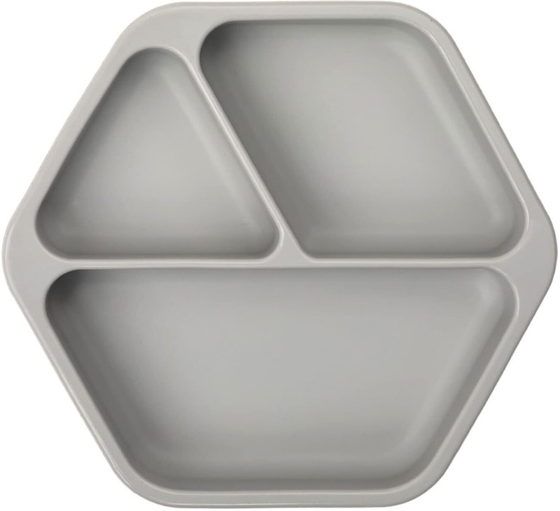 Tiny Twinkle Silicone Suction Plate, Dish for First Foods and Self-Feeding for 6-24 Months  - Silicone(Grey)