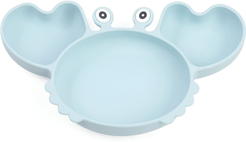 cubbycoo Crab Cartoon Silicone Suction Plate Set for Babies & Toddlers  - Silicon(Blue)
