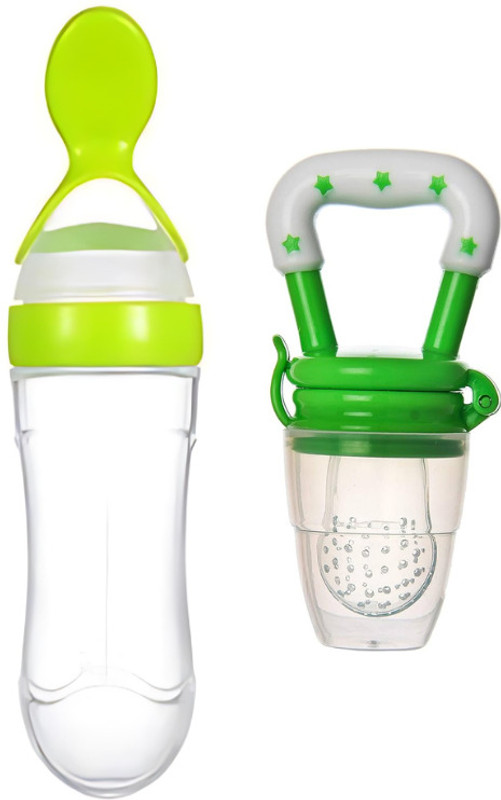 Astra Zone Baby Feeding Spoon-90ml and Feeding Nibbler - SILICONE(Green)