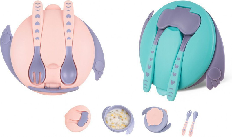 Fash N Vibe Baby Food Feeding Bowl- (Set of 2) with Spoon and Fork for Infants and Toddlers - Plastic(Random colour)