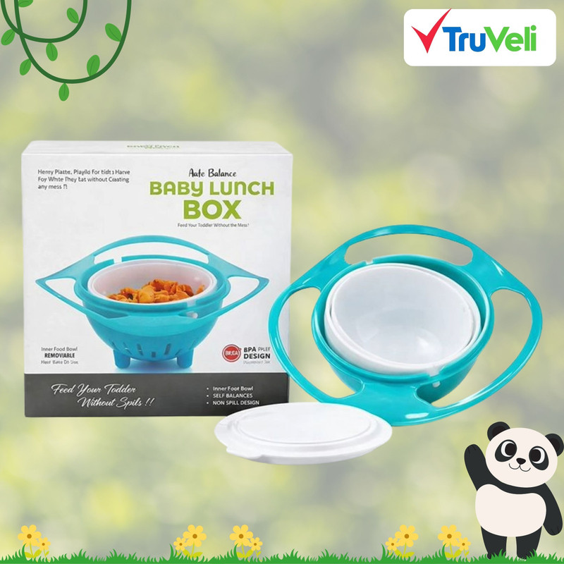 TruVeli Baby Spill Proof Gyro Bowl | Rotating Anti Spill Snack Bowl - abs plastic(Multicolor)