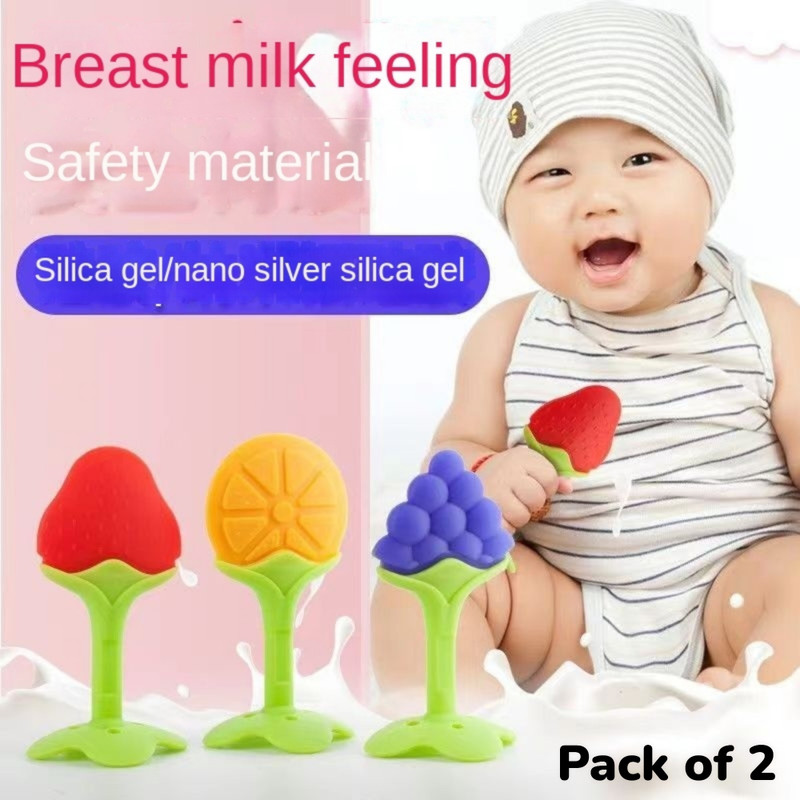 Jantrex Teether Silicone Material Baby Fruit Shape Teether Bite Silicone Bpa Free Teether(Multicolor)