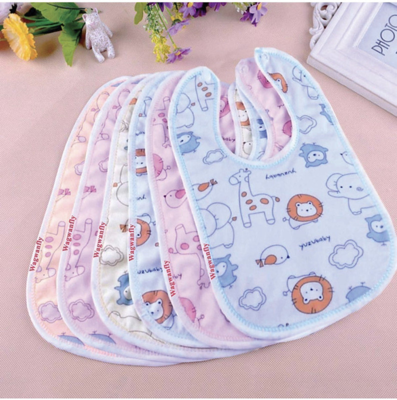 HSNAYIR Waterproof and Quick Dry Baby Bibs Pack of 3 - COTTON , PLASTIC(Multicolor)