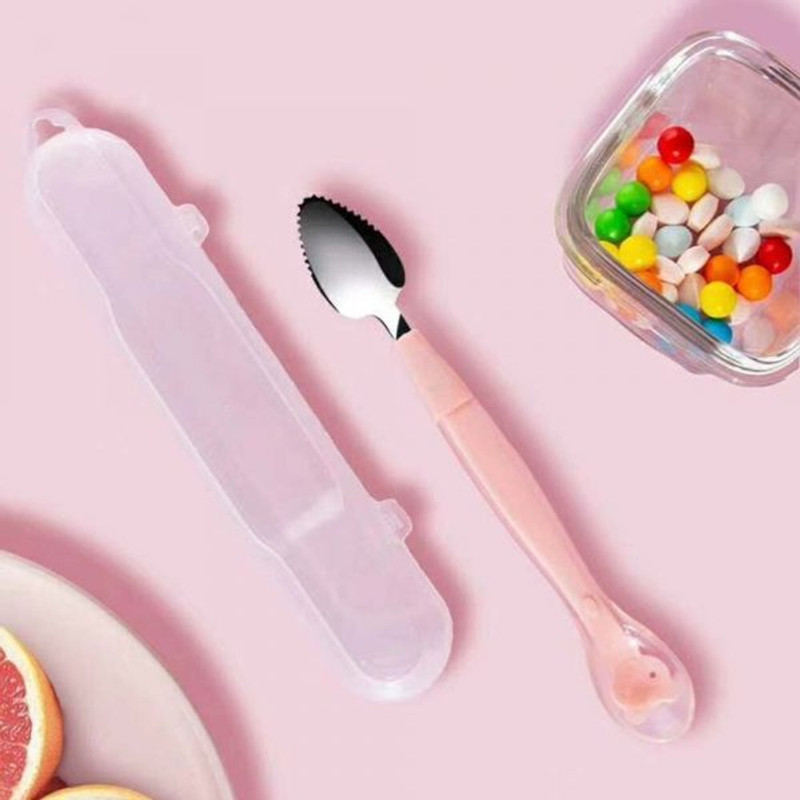 Jetrive Multi-Use Double Head Fruit Scraping & Soft Tip Feeding Spoon for Toddlers - BPA Free Baby Safe Plastic, 304-Food Grade Steel(Multicolor)