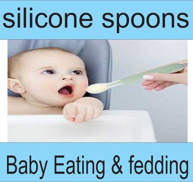Shree Arts Littile baby silicone feeding spon  - silicone(green & orange)