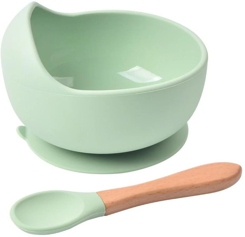 Spatlus Baby Suction Bowls, Silicone Food Bowl Babie Supplie for Kids Toddler, BPA-Free  - Silicone(Green)