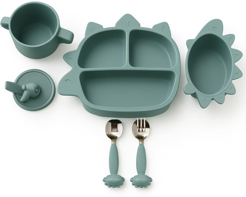 Vibha Baby Feeding Set - Silicon(Green)