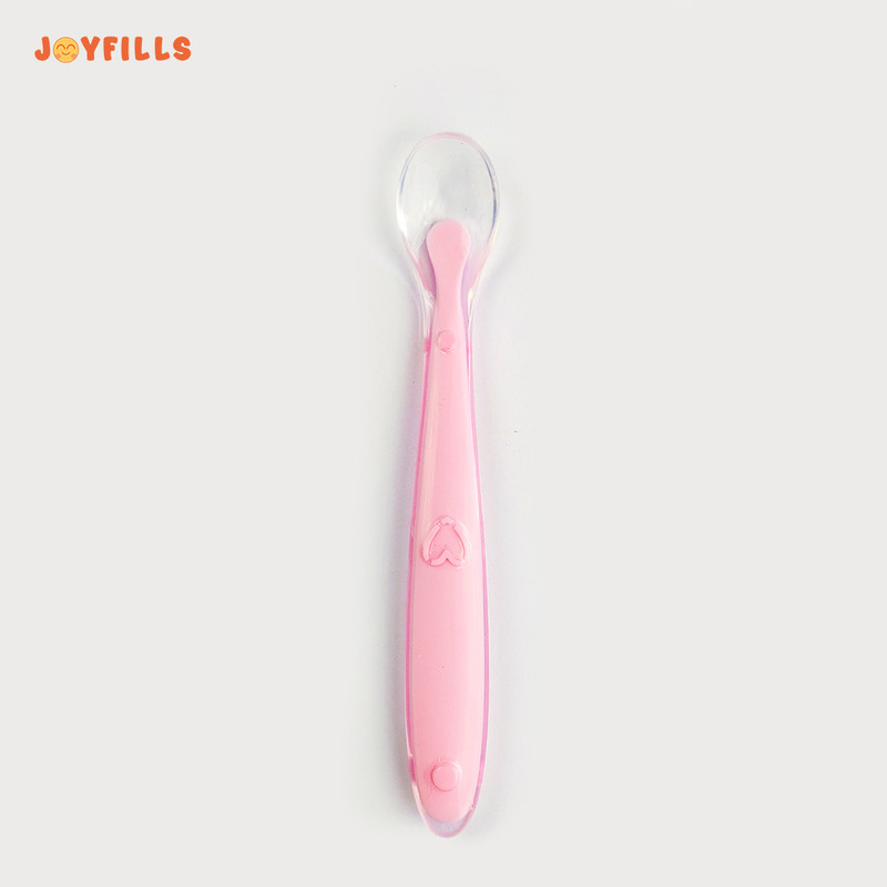 JOYFILLS Silicone Baby Feeding Spoon with 100% Ultra Soft Silicone Tip 4 M+  - Slicone(Pink)