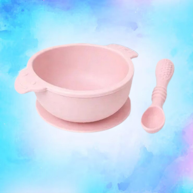 arivya Comfortable Feeding Silicone Bowl for Babies  - sillicon(Pink)