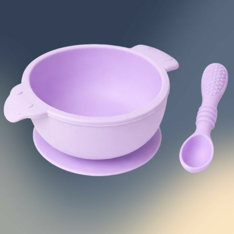 arivya Spill Resistant Silicone Baby Bowl for Meal Time  - sillicon(Purple)
