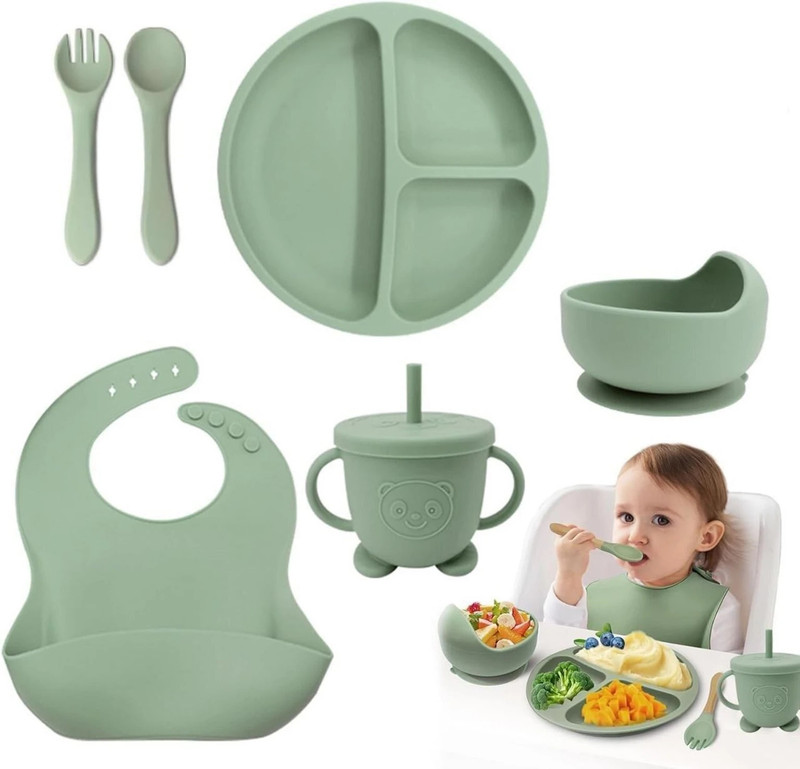 ECO HUB BPA Free Silicone Baby Feeding Set - Silicone  - Silicon, Safe Silicon(Green)