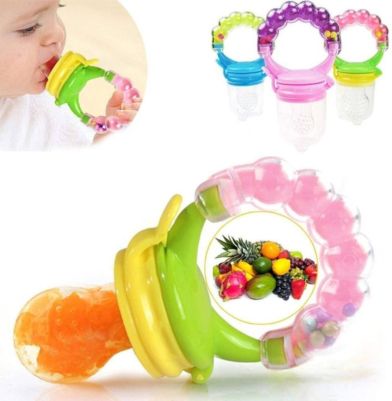 CrazzyShopperz 4 in 1 Fruit and Food Feeder Nibbler Nipple Teether Soother Pacifier Rattle - Plastic(Multicolor)