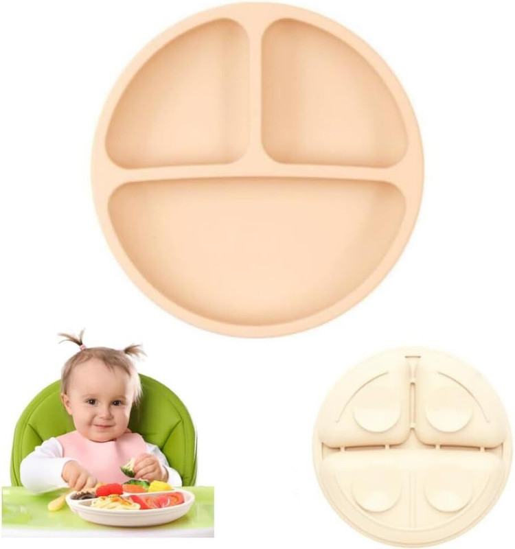 FreshDcart Silicone Plate &Spoon with Non-Slip Bottom for Baby Feeding and Toddler BPA Free  - Silicone(Multicolor)