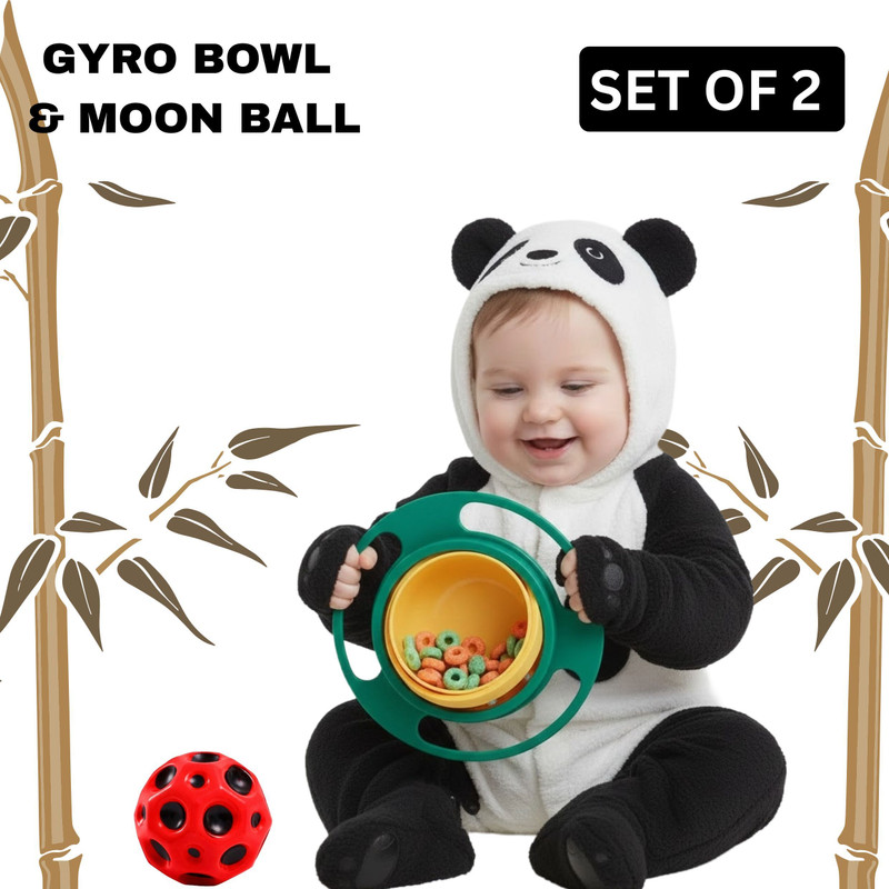 TruSwag Kids Auto Balance Gyro Bowl & Bounce Moon Ball | Set of 2  - Food Grade Plastic(Multicolor)