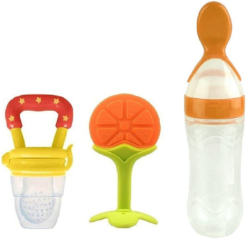 Cuteably Silicone Baby fruit Feeder/BPA Free/Food Feeder/Silicone Food Nibbler/ Baby Soother Feeder Feeder(Yellow)