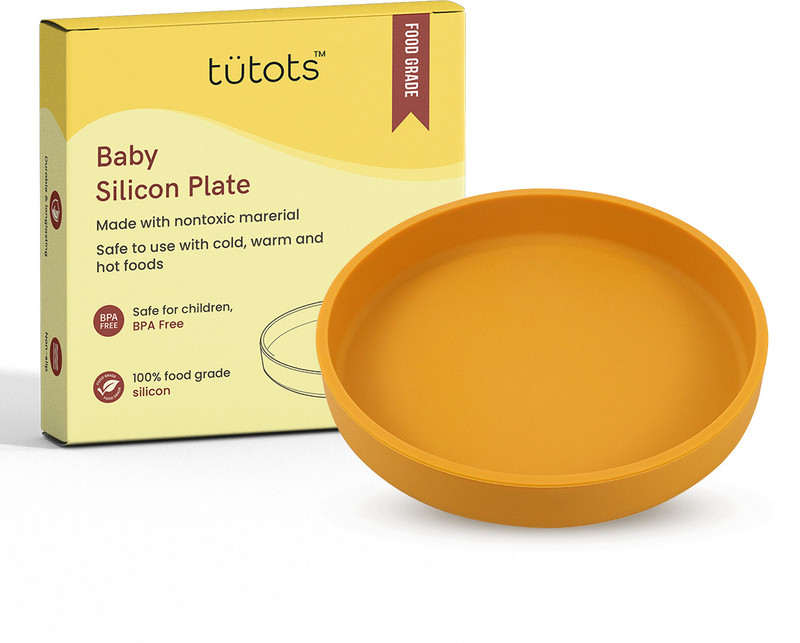 tutots Premium Silicone Plate for Infants and Toddlers BPA Free, PVC Free  - Silicone(Yellow)