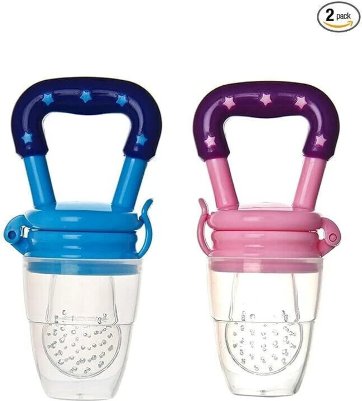 DRUPE Fruit Veggie feed Nibbler Baby Kids Anti chocking Pacifier Teether 2 Pcs. Pack - Silicone(Multicolor)