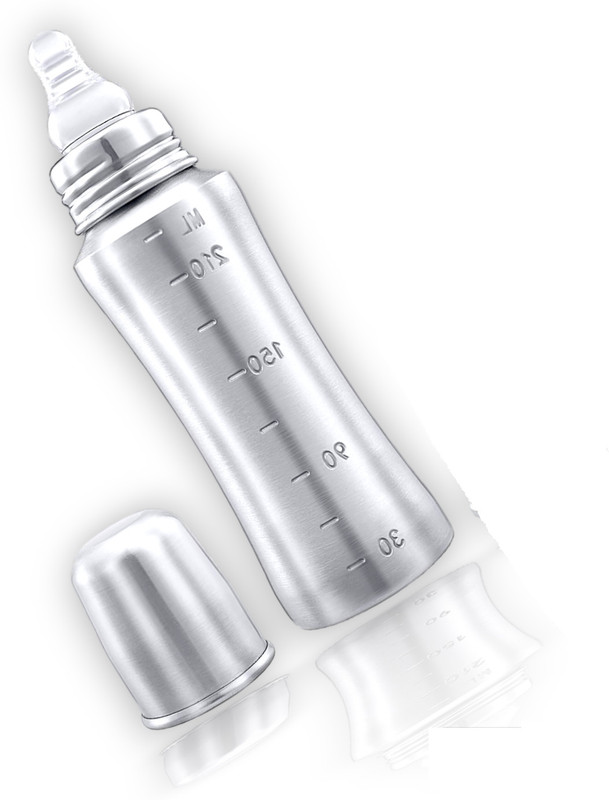 HM POINT Regular Stainless Steel Baby Feeding Bottle (ML Marking) 240ml - Stainless Steel(Silver 12)