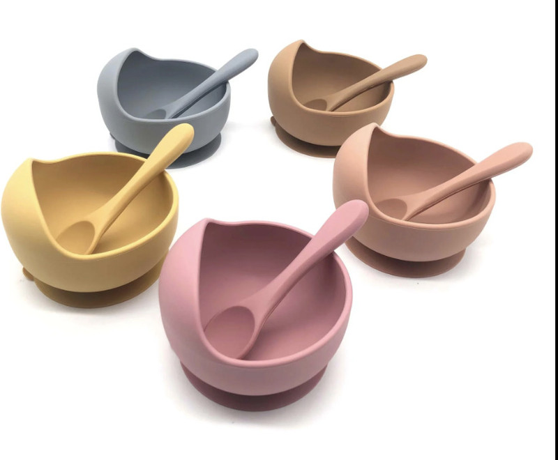 YGoyalAndCO Premium Silicone Baby Bowl with Spoon | Suction Feeding Set BPA Free  - Silicone (Food Grade, BPA Free)(Multicolor)