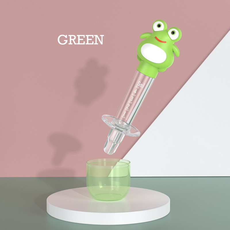 The Little Lookers Baby Medicine Dropper/Dispenser, Medicine Feeder with Case (Frog Shape)  - Food-Grade Silicon(Green)