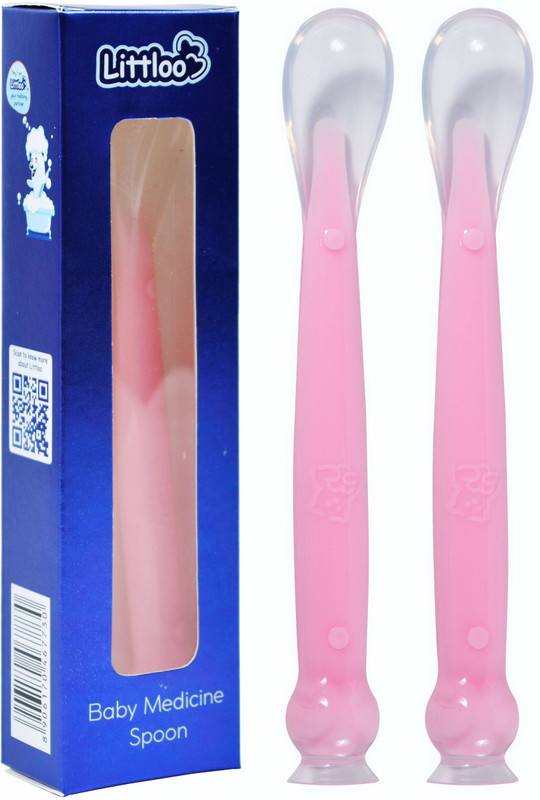 Littloo Baby Medicine Spoon (Pink)(Pack of 2)| Safe, Simple & Accurate Dosing Every Time - Silicone(Pink)