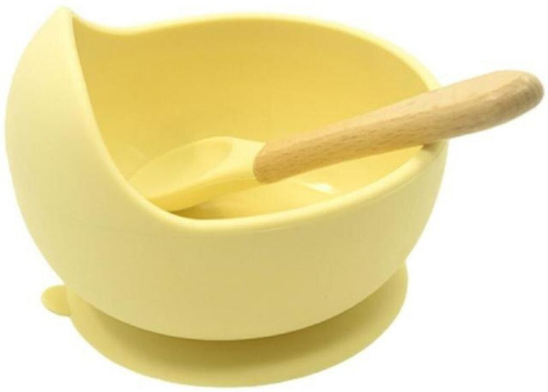Spatlus Baby Feeding Bowls Spoons, BPA Free Children Tableware Eating Bowl Kids Meal Set  - Silicone(Yellow)