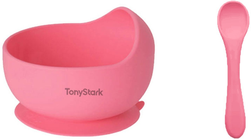 TONY STARK Silicone Baby Feeding Bowl & Spoon Set,Suction Baby Bowl &Soft Spoon for Toddler  - Silicone(Pink)