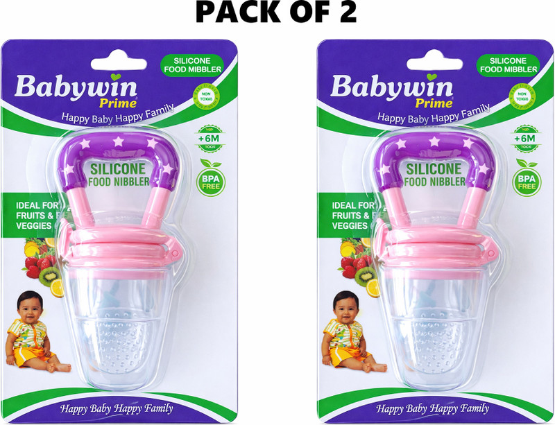 BABYWIN Prime Food Nibbler – Star Handle BPA Free Teether and Feeder(Pink)