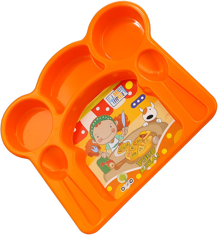 COVILTA Kids Dinner Plate | BPA-Free Plastic Compartment Tray for Toddlers  - Plastic(Orange)