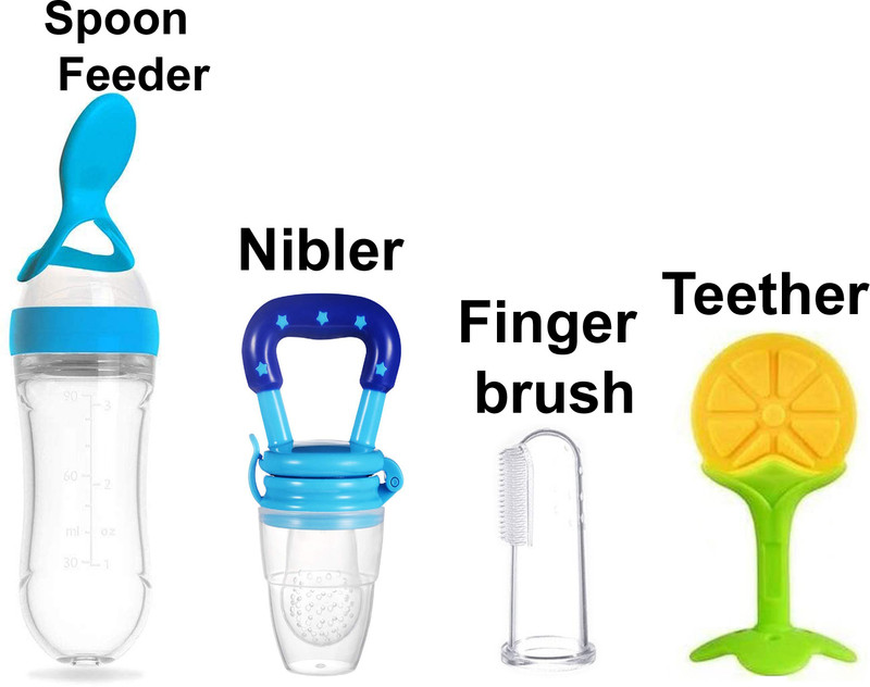 MS MODSTYLE Silicone Bottle Spoon, Pacifier, Fruit Shape Teether, Finger Tooth Brush  - Silicon(Multicolor)