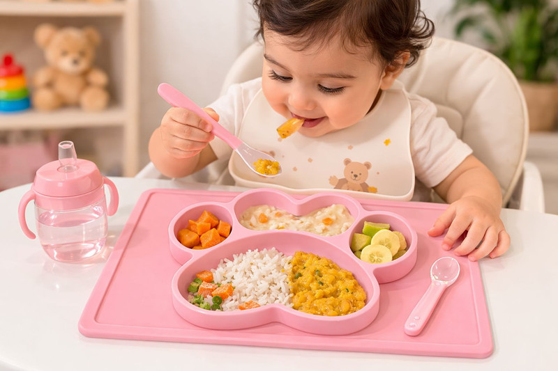 Crazycollection FEEDING PLATE - silicone(Pink)
