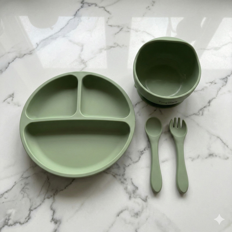 AVINASH Silicone Baby Feeding Set (4 Pcs)  - Silicone(Green)