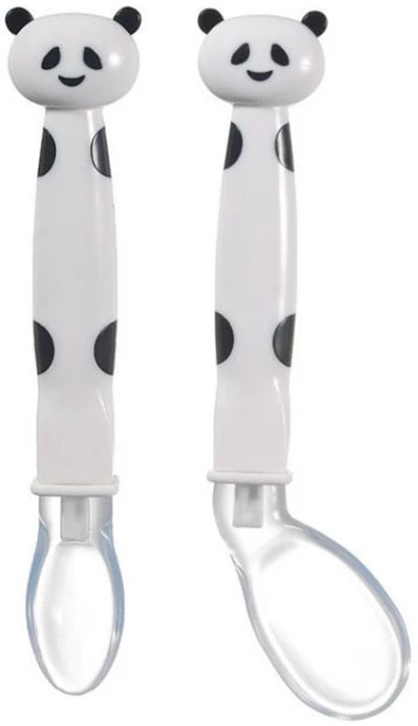 FunBlast Self Feeding Training Spoons Set for Babies 6 To 12 Months - 2 Pcs - Silicone, Plastic(Panda)