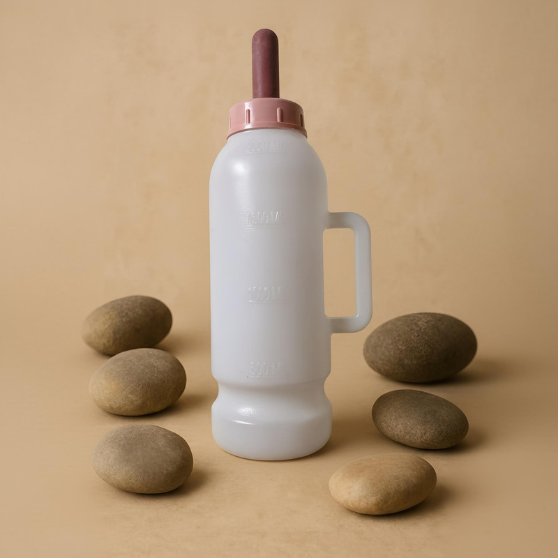 Bethlehem Calf Milk Feeding Bottle with Nipple | Durable Plastic Feeding Bottle - plastic(White)