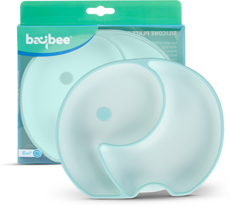baybee Elephant Shape Silicone Suction Plates for Baby Tableware Feeder Bowl for Kids  - Silicone(Green)