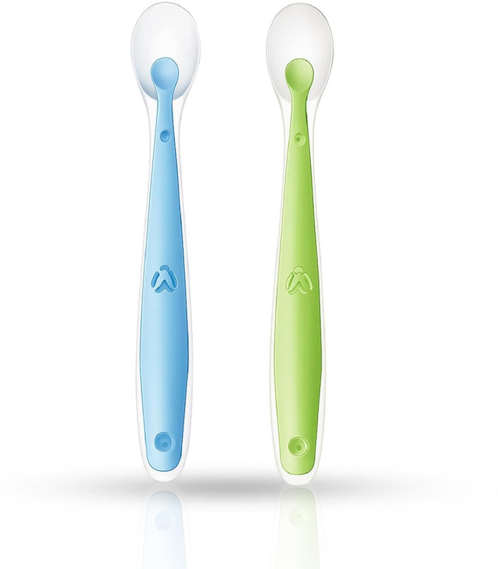 BUMBOOZA Baby Feeding Silicone Spoons A4  - SILICONE(Green & Blue Colour)