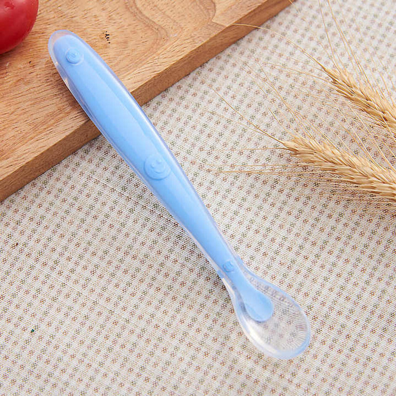 Drisona' Silicone Baby Self Feeding Spoon with Ultra Soft Tip 4 M+  - Silicone(Blue)
