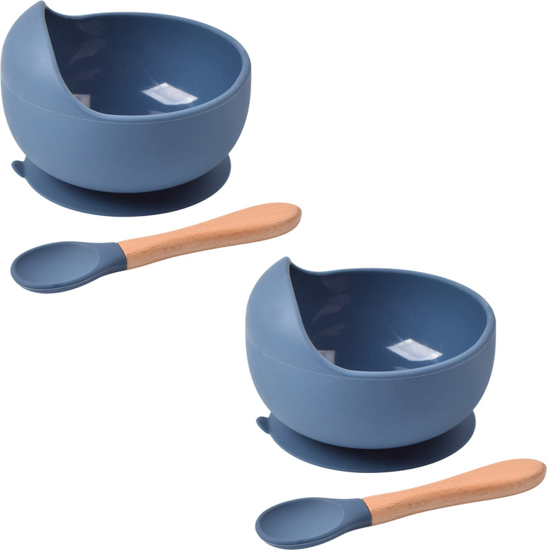 AMORDIV Self-Feeding Silicone Baby Bowl & Spoon | Strong Suction Base for Toddlers, Kids  - Silicone(Berry Blue)