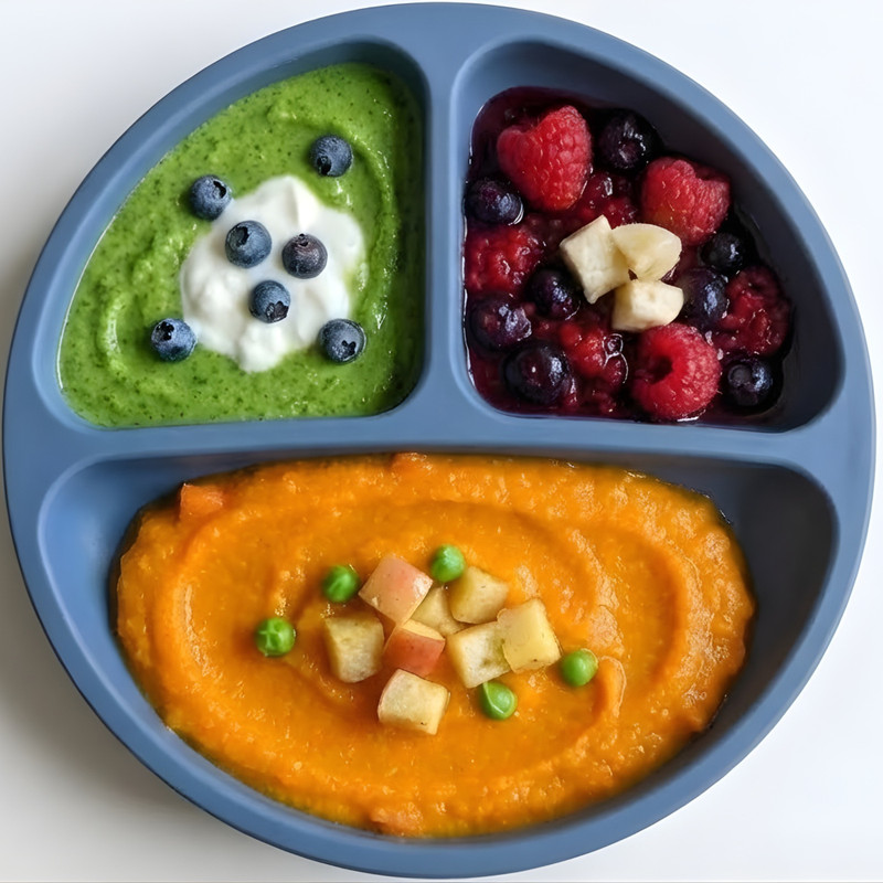 BABYKINS Divided Plate for Babies & Toddlers | 100% Food-Grade Silicone  - Silicone(Blue)