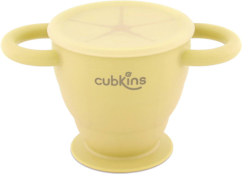 Cubkins Snack Cup for Baby, Infant, Toddler | BPA Free & Collapsible (6 Months+) - Silicone(Yellow)